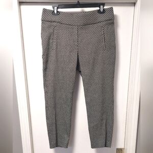 APT 9 ESSENTIALS Black & White Geometric Print Pull On Career Crop Pants